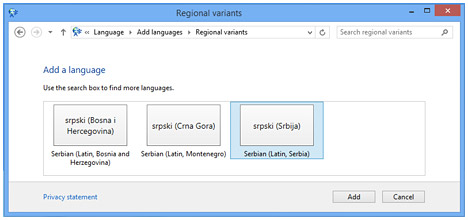 Biranje jezika, Windows 8, Control Panel Windows 8 biranje jezika